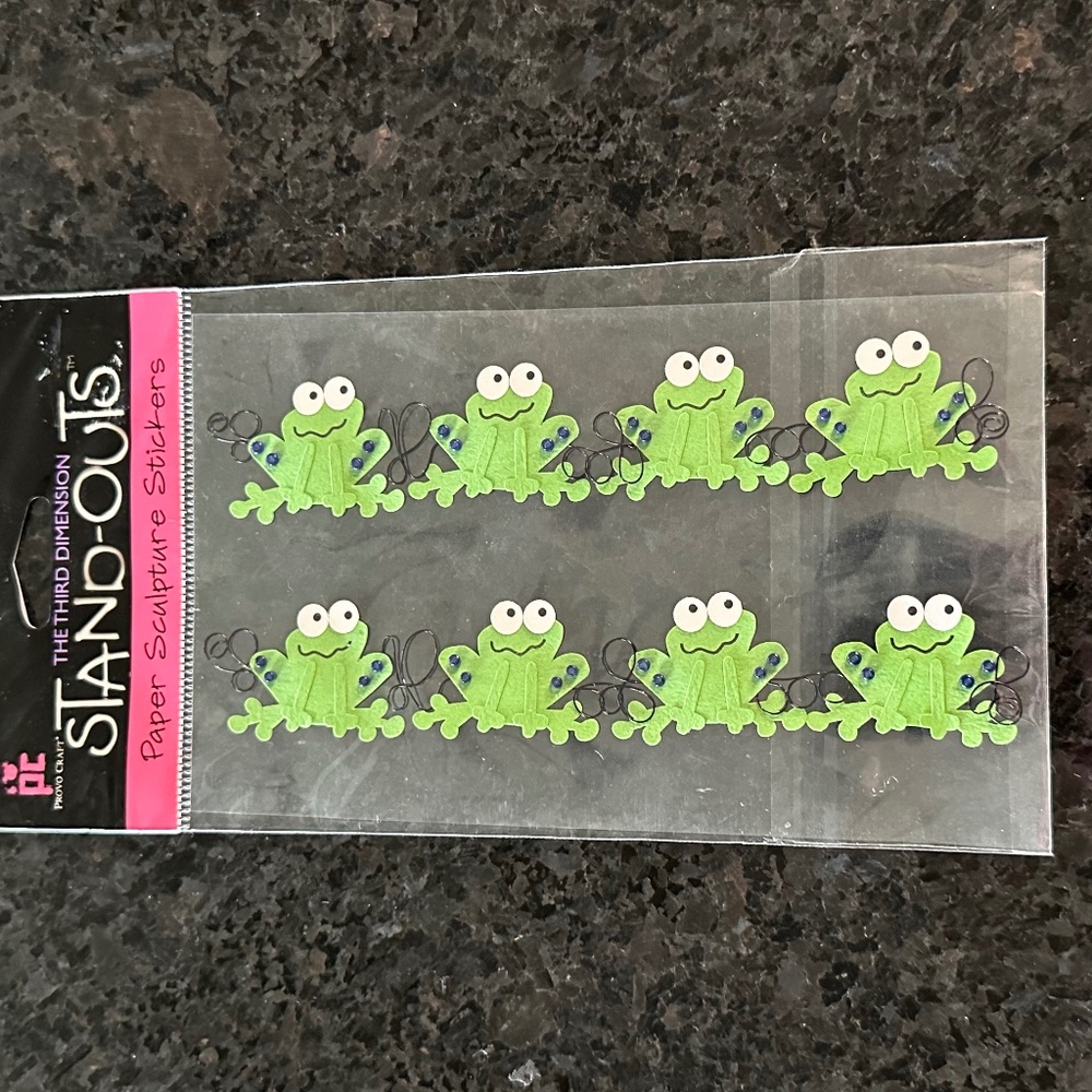 New green frog 3D Stickers great for scrapbooking or any craft projects